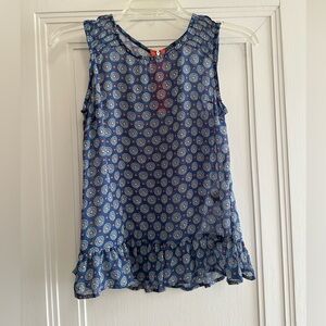 Xhilaration Blue and White Sleeveless Boho Top - Size S
